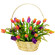 mixed color tulips in a basket